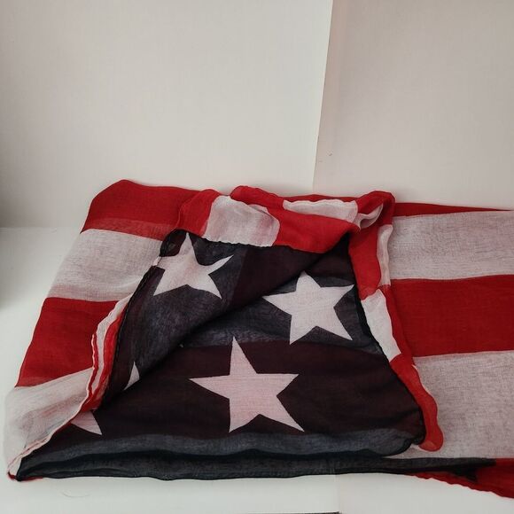 American Flag Infinity Scarf Long & Sheer Old Vintage Look red/white/blue - Picture 6 of 8